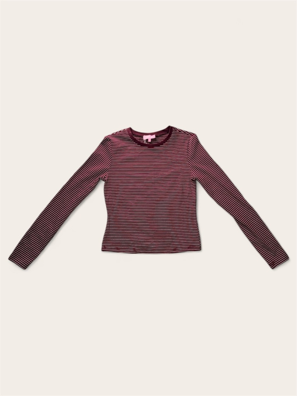 Edikted Burgundy & White Striped Long Sleeve Top